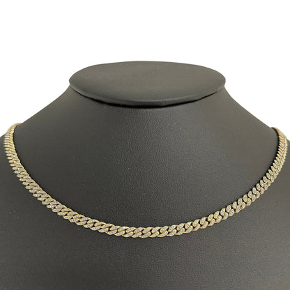 Muse Jewelry 4mm 1.62ct G SI 14k Yellow Gold Diamond Round Cuban Necklace 16"