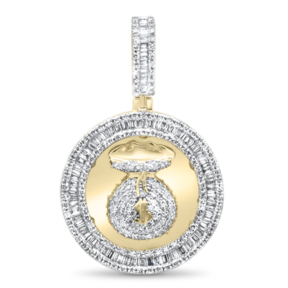 Muse Jewelry 1.44ct G SI 10K Yellow Gold Diamond Hip Hop Money Bags Medallion Charm Pendant