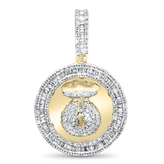 Muse Jewelry 1.44ct G SI 10K Yellow Gold Diamond Hip Hop Money Bags Medallion Charm Pendant