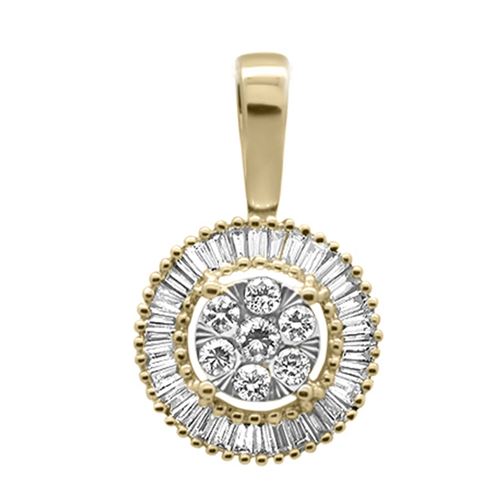 Muse Jewelry .26ct G SI 10K Yellow Gold Diamond Round Fashion Baguette & Round Pendant