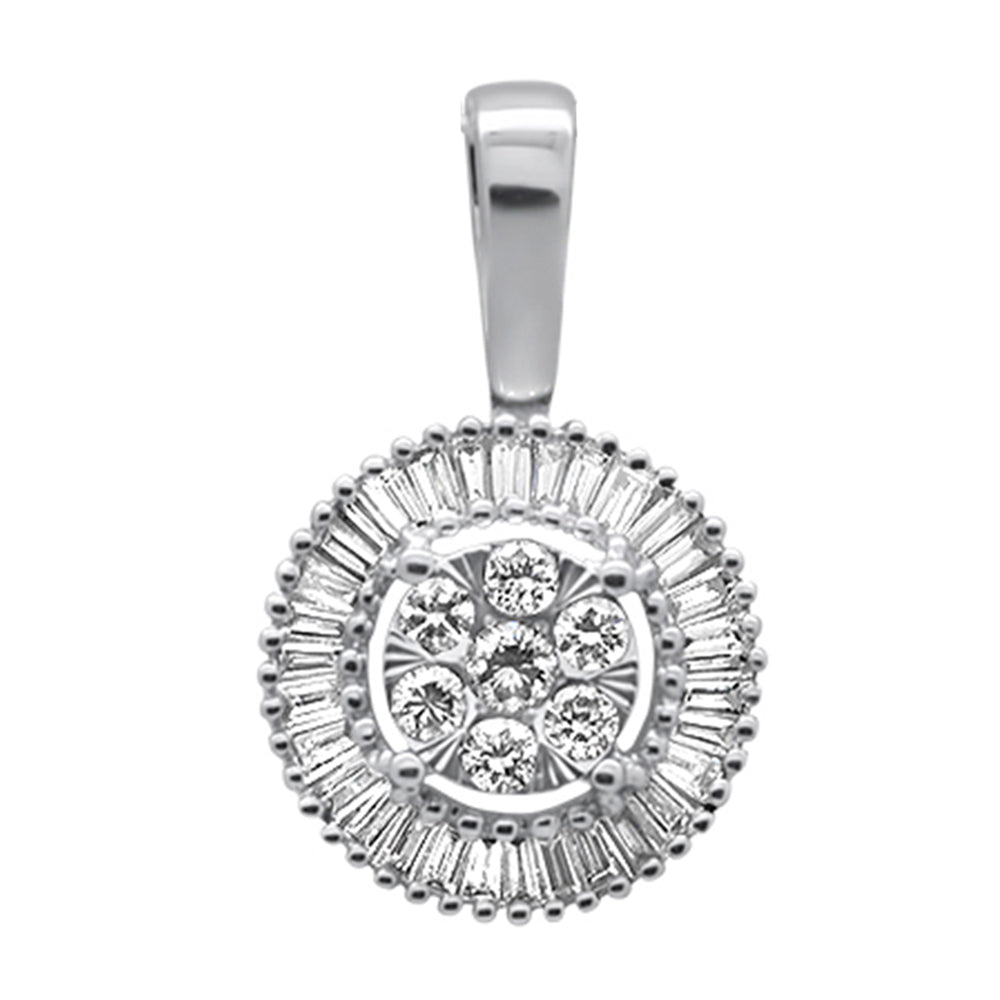 Muse Jewelry .26ct G SI 10K White Gold Diamond Round Shape Baguette & Round Pendant