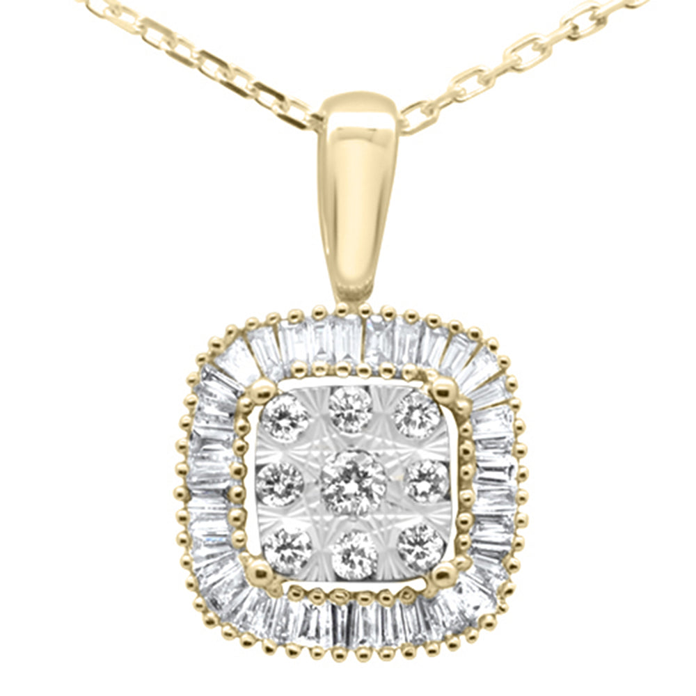 Muse Jewelry .32ct G SI 14K Yellow Gold Baguette & Round Diamond Pendant