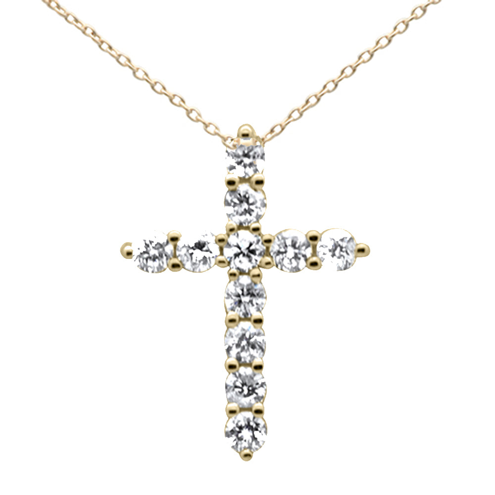 Muse Jewelry .24ct G SI 14K Yellow Gold Diamond Cross Pendant Necklace 18" Long