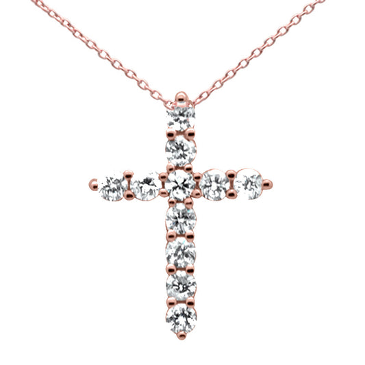 Muse Jewelry .25ct G SI 14K Rose Gold Diamond Cross Pendant Necklace 18" Long