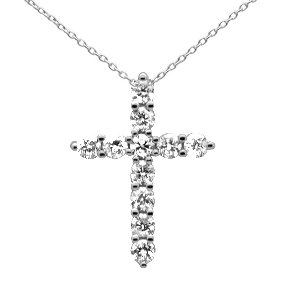 Muse Jewelry .24ct G SI 14K White Gold Diamond Cross Pendant Necklace 18" Long