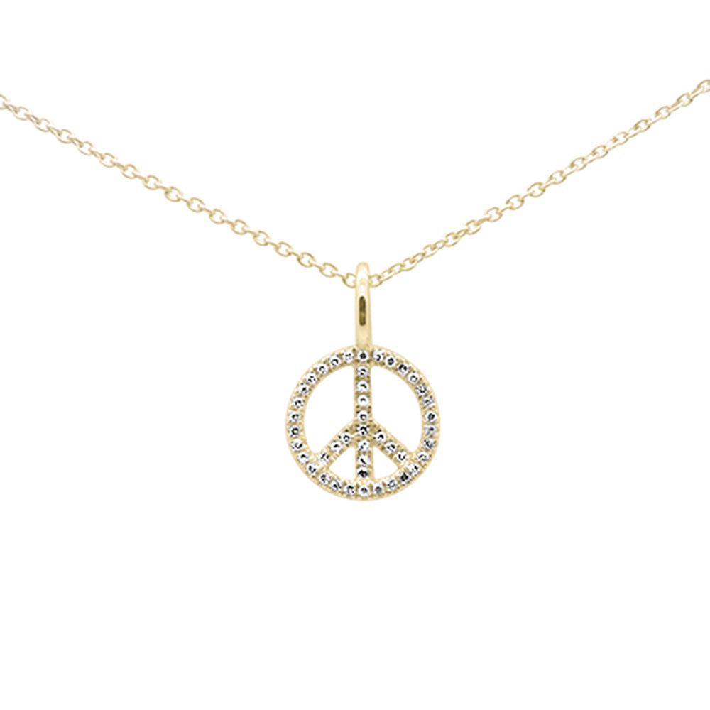 Muse Jewelry .08ct G SI 14K Yellow Gold Diamond Peace Sign Pendant Necklace 18" Long