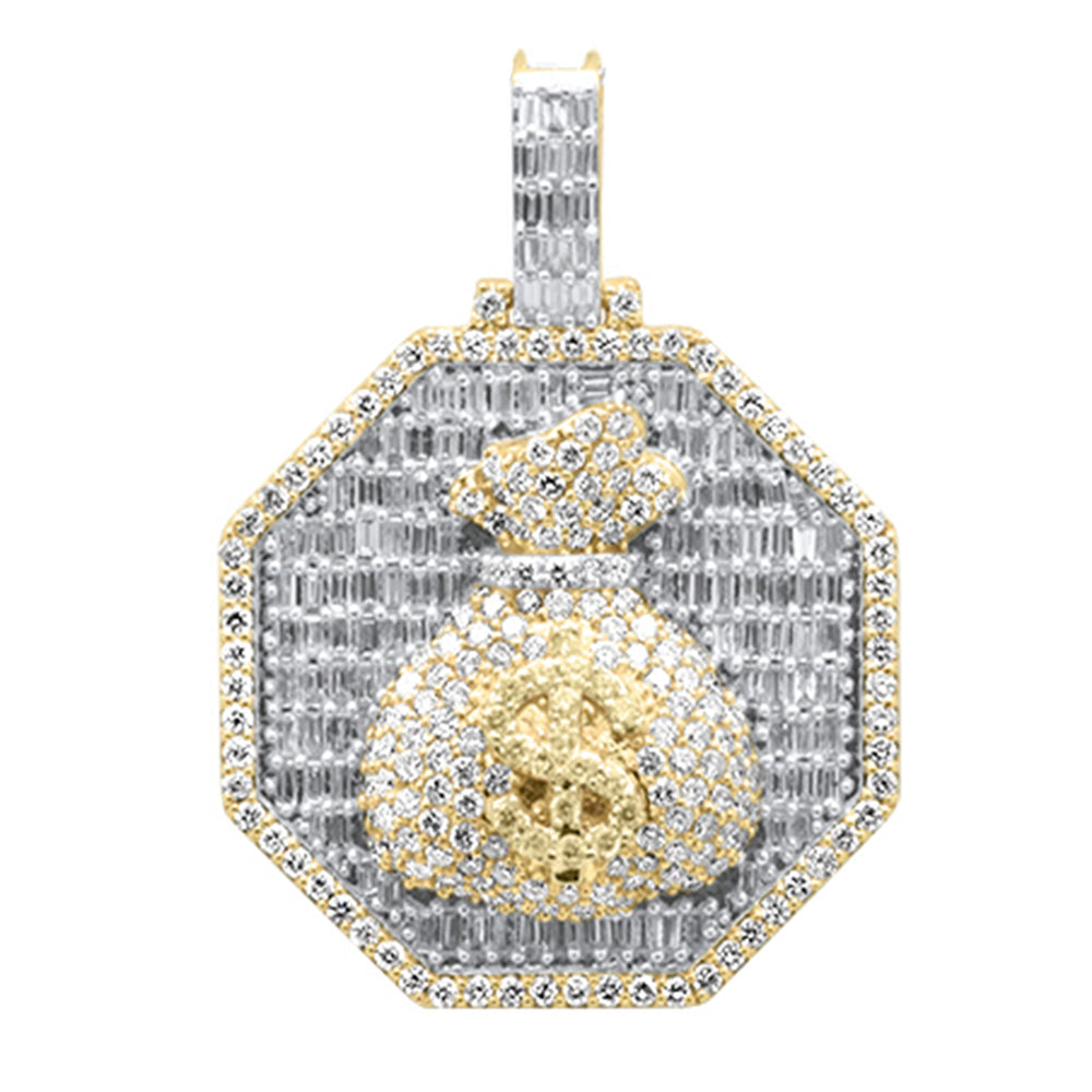 Muse Jewelry 3.98ct G SI 10K Yellow Gold Round & Baguette Diamond Pendant