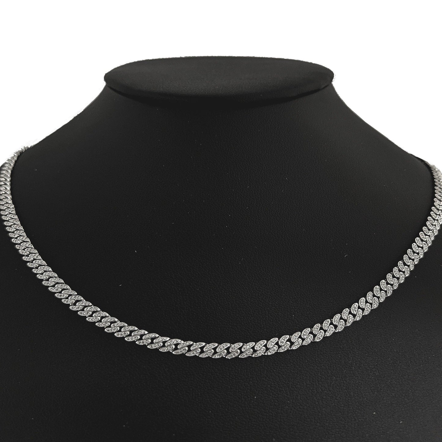 Muse Jewelry 4mm 1.55ct G SI 14k White Gold Round Diamond Cuban Necklace 16"