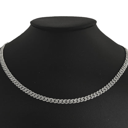 Muse Jewelry 4mm 1.55ct G SI 14k White Gold Round Diamond Cuban Necklace 16"