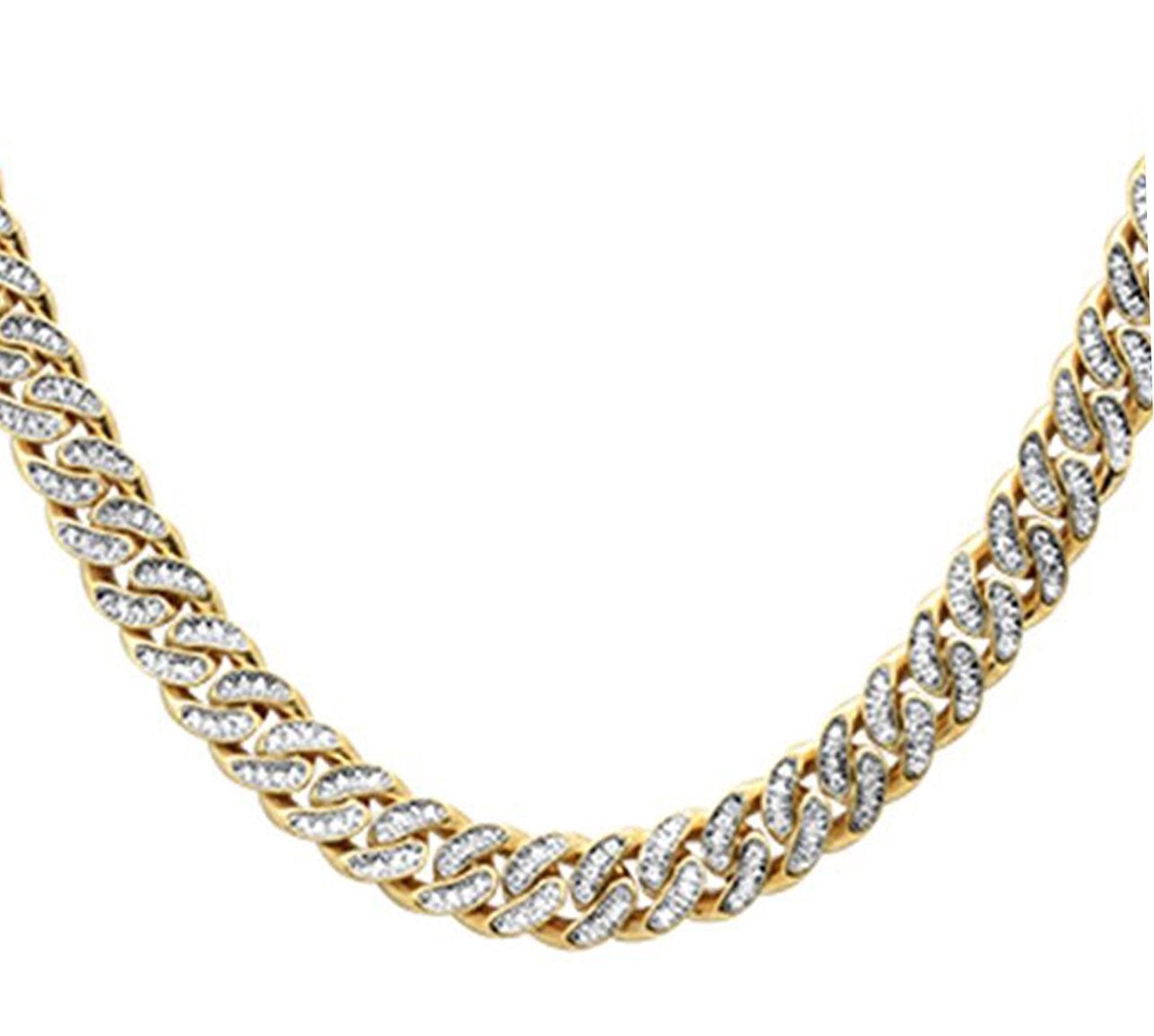 Muse Jewelry 7mm 6.30ct G SI 14K Yellow Gold Diamond Iced out Micro Pave Round Miami Cuban Necklace 22"