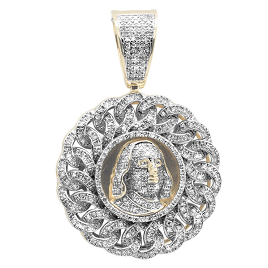 Muse Jewelry .71ct G SI 10K Yellow Gold Diamond Benjamin Hip Hop Medallion Charm Pendant