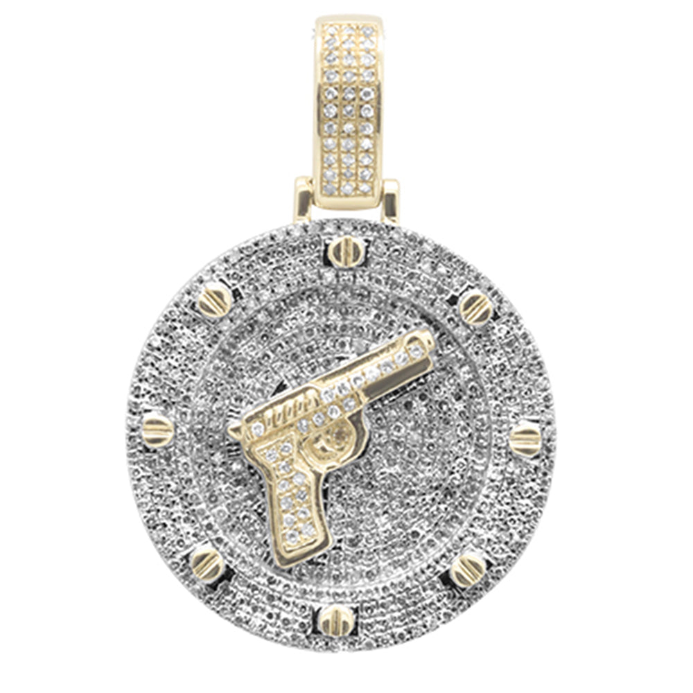 Muse Jewelry .98ct G SI 10K Yellow Gold Diamond Hip Hop Fire Arm Iced Out Charm Pendant