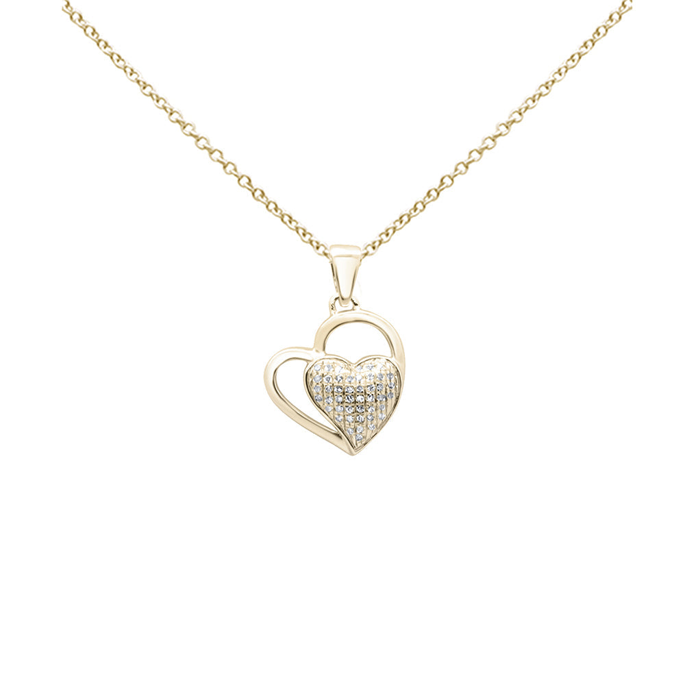 Muse Jewelry .11ct G SI 10K Yellow Gold Diamond Heart Pendant Necklace 18" Long