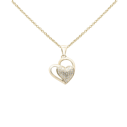 Muse Jewelry .11ct G SI 10K Yellow Gold Diamond Heart Pendant Necklace 18" Long