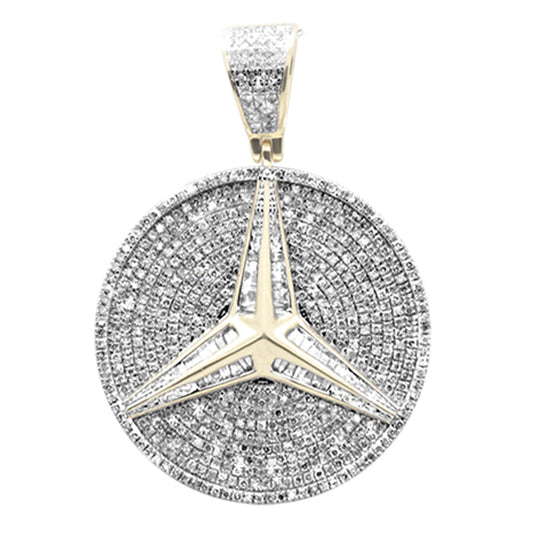 Muse Jewelry 1.72ct G SI 10K Yellow Gold Diamond Hip Hop Round & Baguette Emblem Charm Pendant