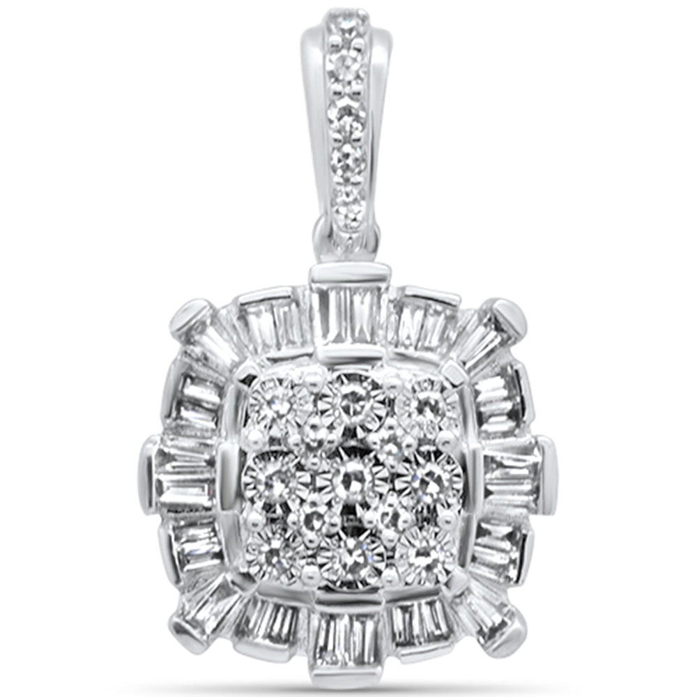 Muse Jewelry .25ct G SI 14K White Gold Diamond Round & Baguette Pendant