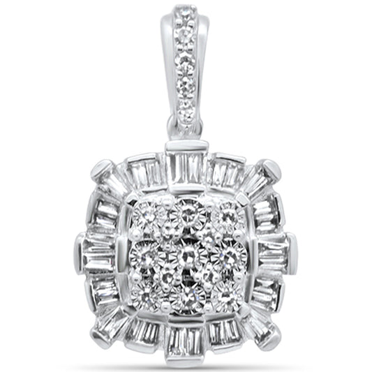 Muse Jewelry .25ct G SI 14K White Gold Diamond Round & Baguette Pendant