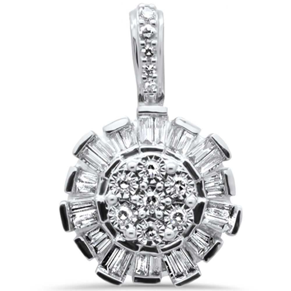 Muse Jewelry .26ct G SI 14K White Gold Diamond Round & Baguette Pendant