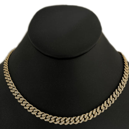 Muse Jewelry 6MM 1.99ct G SI 14k Yellow Gold Diamond Round Cuban Necklace 22"