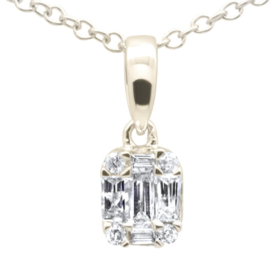 Muse Jewelry .16ct G SI 14K Yellow GoldDiamond Round & Baguette Pendant Necklace 18" Long