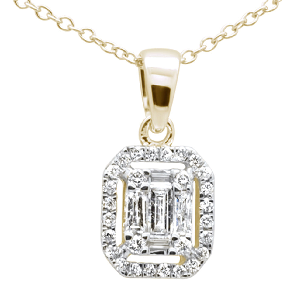 Muse Jewelry .31ct G SI 14K Yellow Gold Diamond Round & Baguette Pendant Necklace 18" Long