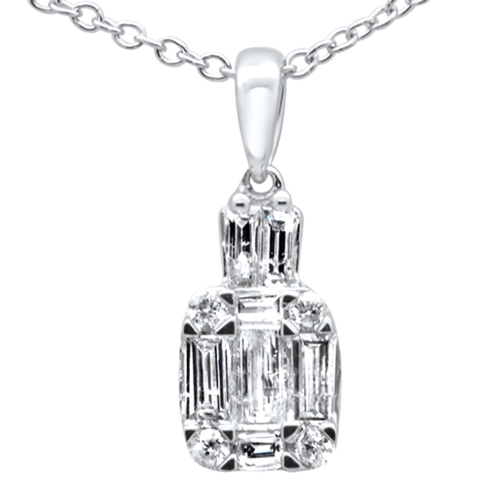 Muse Jewelry .40ct G SI 14K White Gold Diamond Round & Baguette Diamond Pendant Necklace