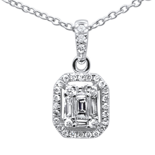 Muse Jewelry .23ct G SI 14K White Gold Diamond Round & Baguette Diamond Pendant Necklace