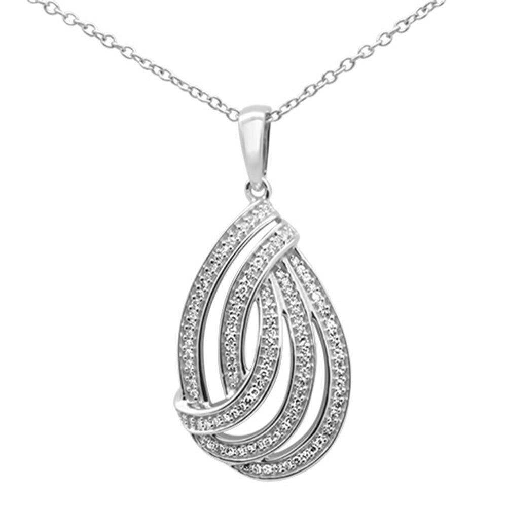 Muse Jewelry .21ct G SI 10K White Gold Pear Shaped Swirl Pendant