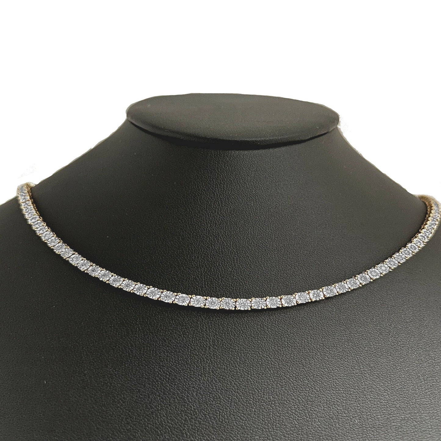 Muse Jewelry 2.55ct G SI 14K Yellow Gold Diamond Miracle Illusion Tennis Necklace 18"