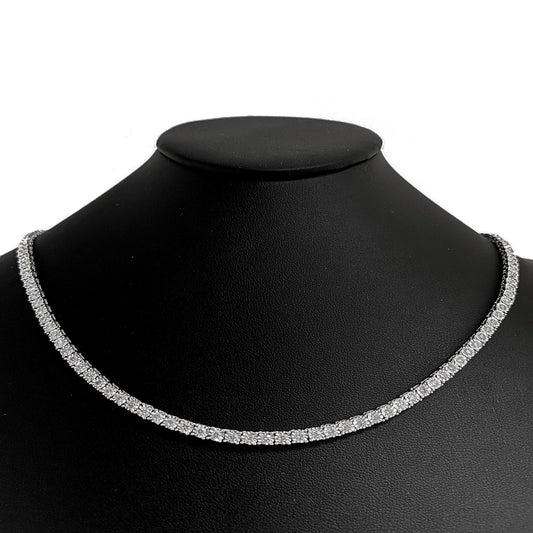 Muse Jewelry 5.07ct 14K White Gold Tennis Miracle Illusion Necklace 22"