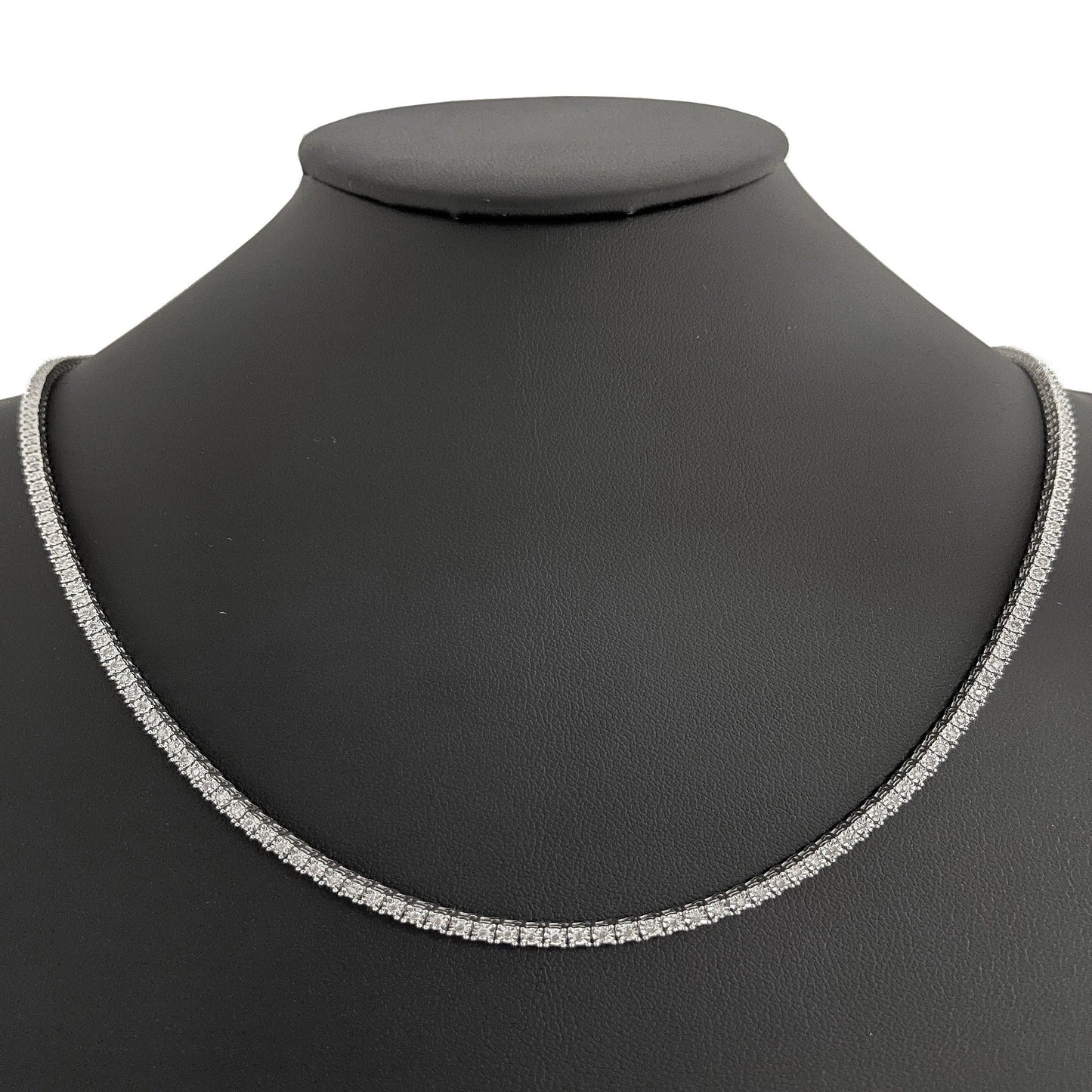 Muse Jewelry 2.03ct G SI 14K White Gold Diamond Miracle Illusion Tennis Necklace 16"