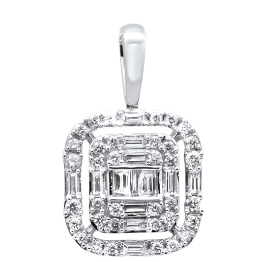 Muse Jewelry .33ct G SI 14K White Gold Round & Baguette Diamond Pendant