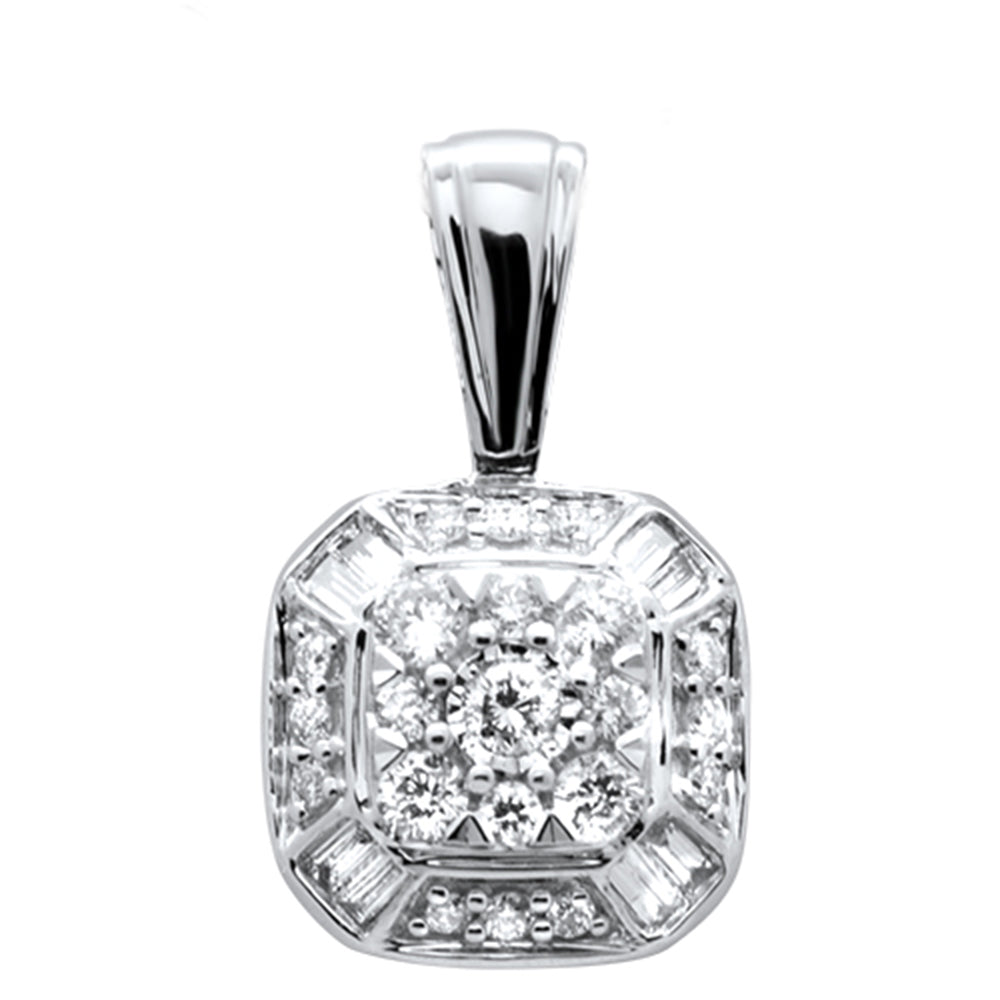 Muse Jewelry .25ct G SI 14K White Gold Round & Baguette Diamond Pendant