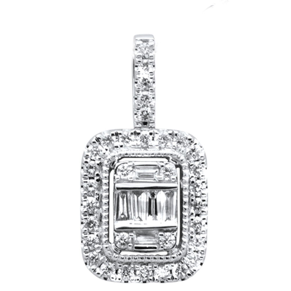 Muse Jewelry .30ct G SI 14K White Gold Round & Baguette Diamond Pendant