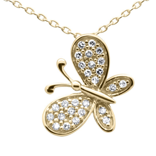 Muse Jewelry .13ct G SI 14K Yellow Gold Diamond Butterfly Pendant Necklace