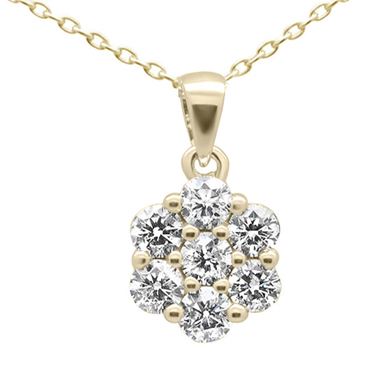 Muse Jewelry 1.55ct G SI 14K Yellow Gold Diamond Cluster Pendant