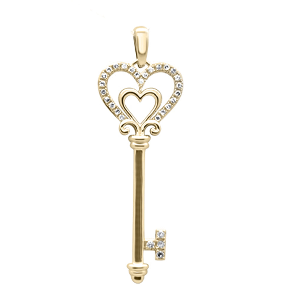 Muse Jewelry .13ct G SI 14K Yellow Gold Diamond Heart Key Pendant