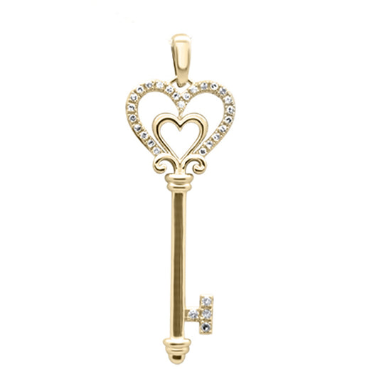 Muse Jewelry .13ct G SI 14K Yellow Gold Diamond Heart Key Pendant