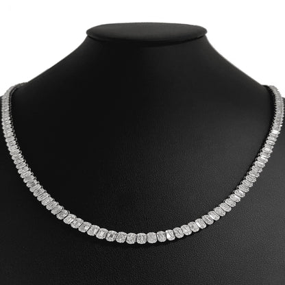 Muse Jewelry 11.55ct G SI 14K White Gold Round & Baguette Diamond Tennis Necklace 22" Long