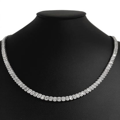 Muse Jewelry 9.78ct G SI 14K White Gold Round & Baguette Diamond Tennis Necklace 22" Long