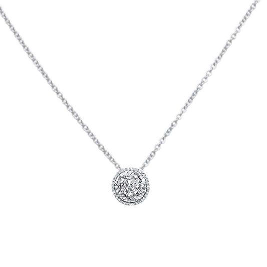 Muse Jewelry 1.01ct G SI 14K White Gold Round & Baguette Diamond Charm Slide Pendant 18" Long Chain