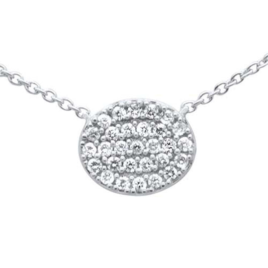 Muse Jewelry .26ct G SI 14K White Gold Oval Shaped Pendant Pave Diamond Necklace 16"