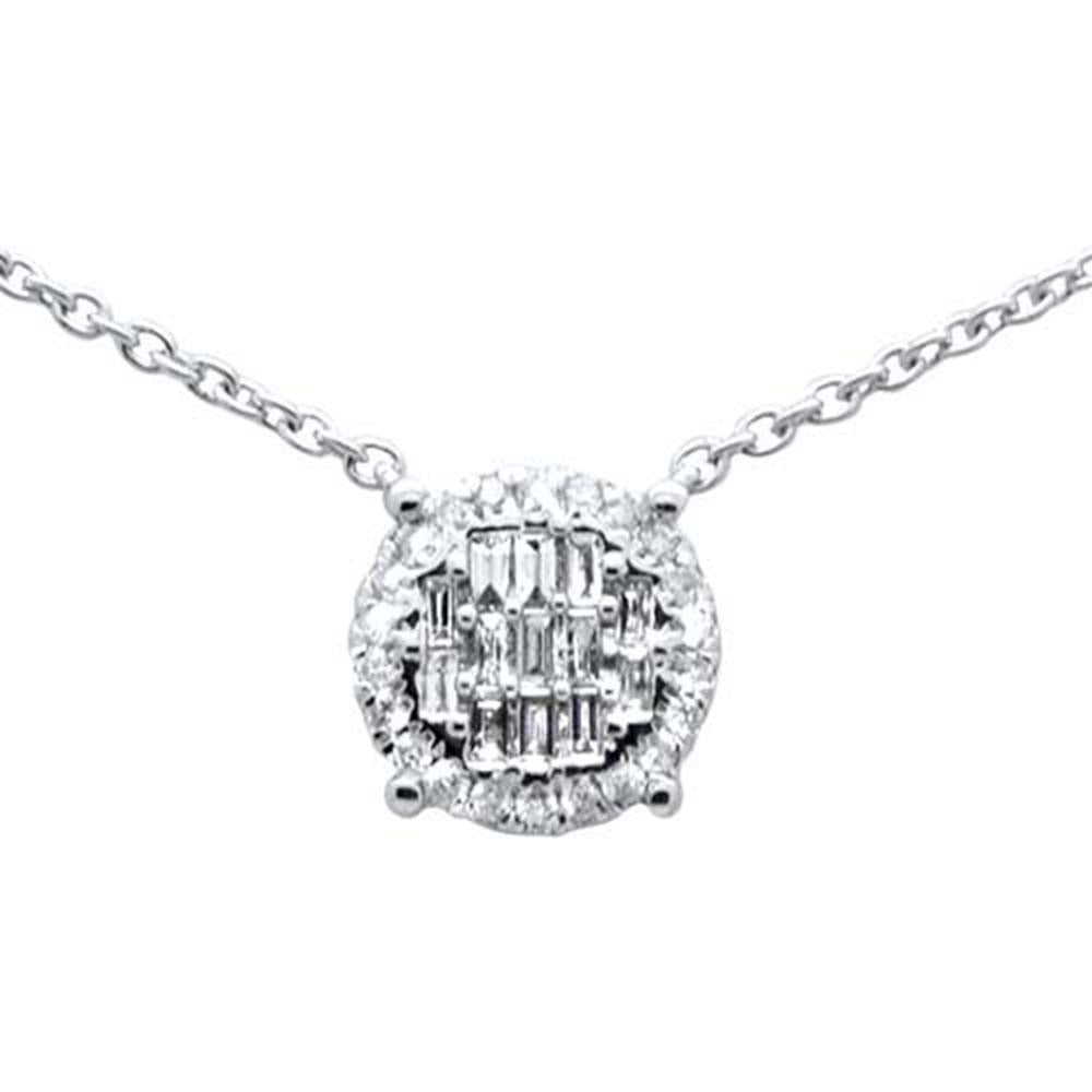 Muse Jewelry .23ct G SI 14K White Gold Round & Baguette Diamond Pendant Necklace 16"