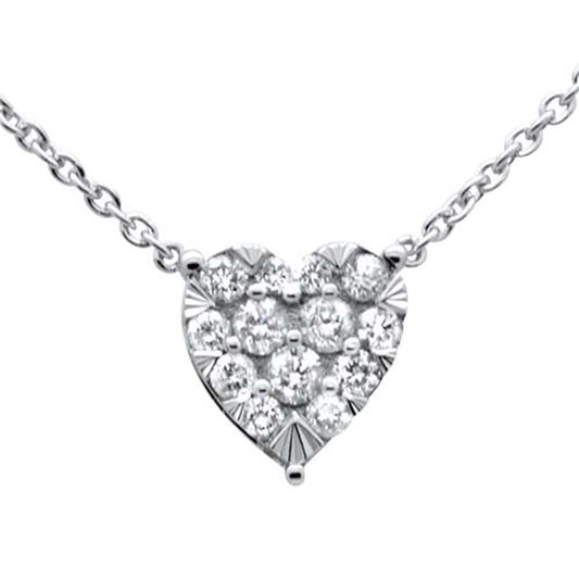 Muse Jewelry .34ct G SI 14K White Gold Heart Shaped Pendant Necklace 16"+2" ext chain