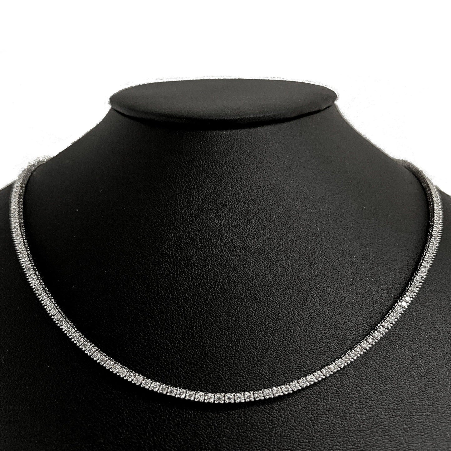 Muse Jewelry 4.76ct G SI 14K White Gold Diamond Tennis Necklace 18"