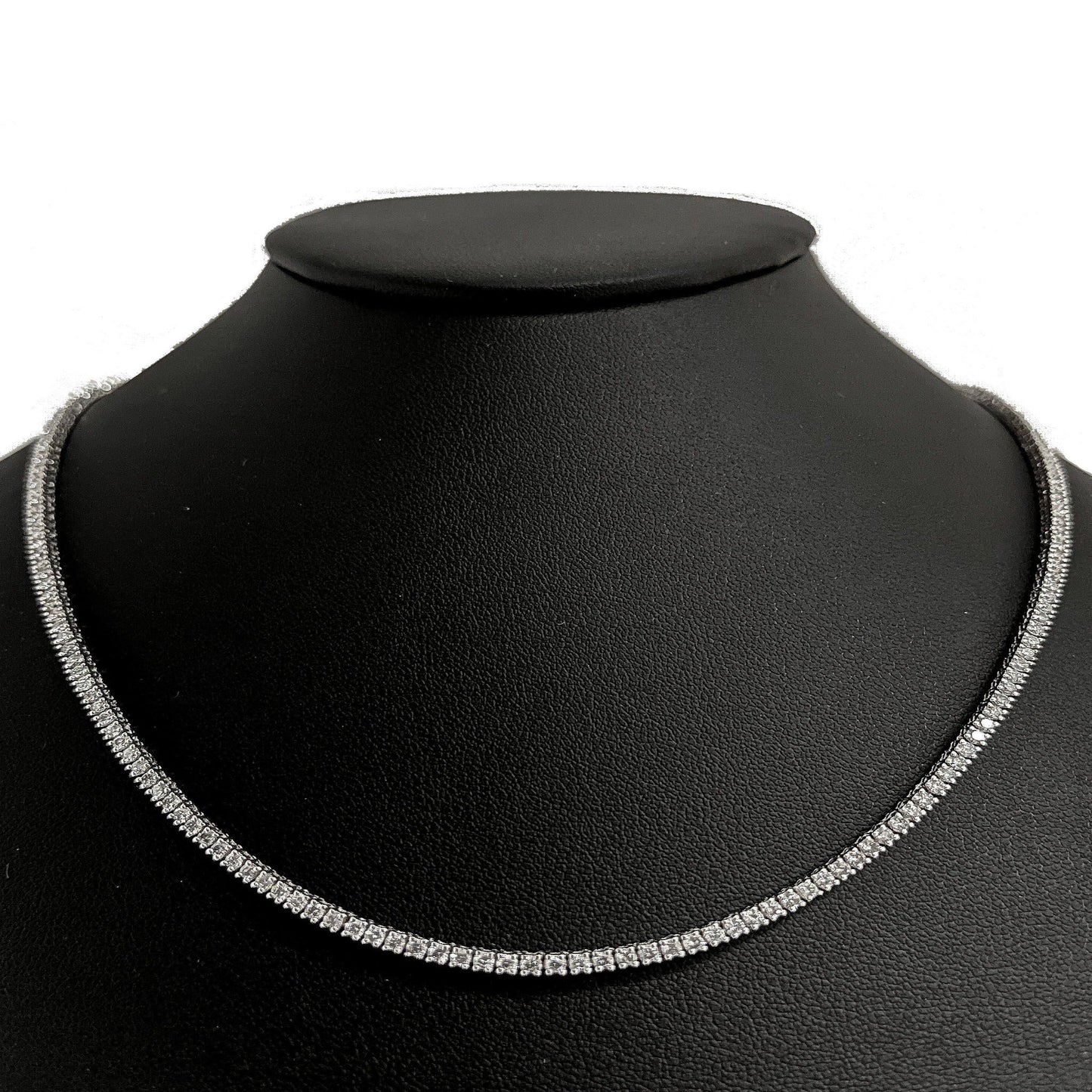 Muse Jewelry 8.68ct G SI 14K White Gold Diamond Tennis Necklace 16"