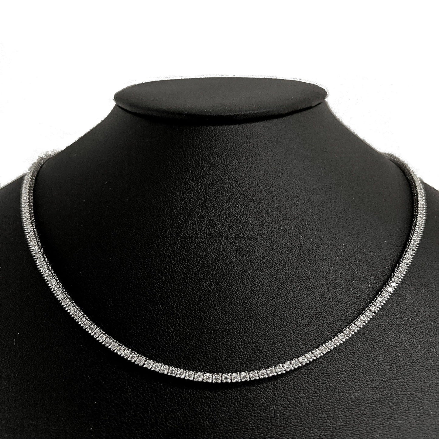 Muse Jewelry 4.45ct G SI 14K White Gold Diamond Tennis Necklace 16" Long