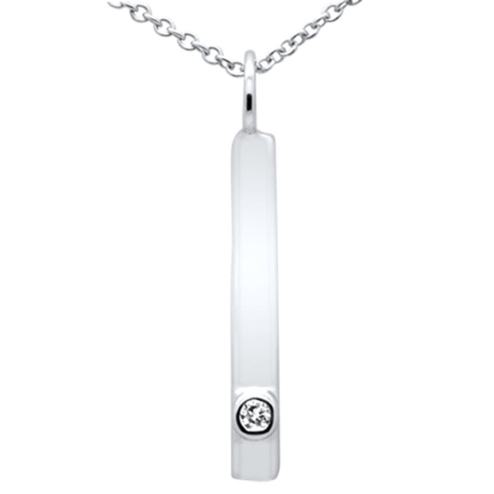 Muse Jewelry .02ct G SI 14K White Gold Diamond Bar Pendant Necklace 18"