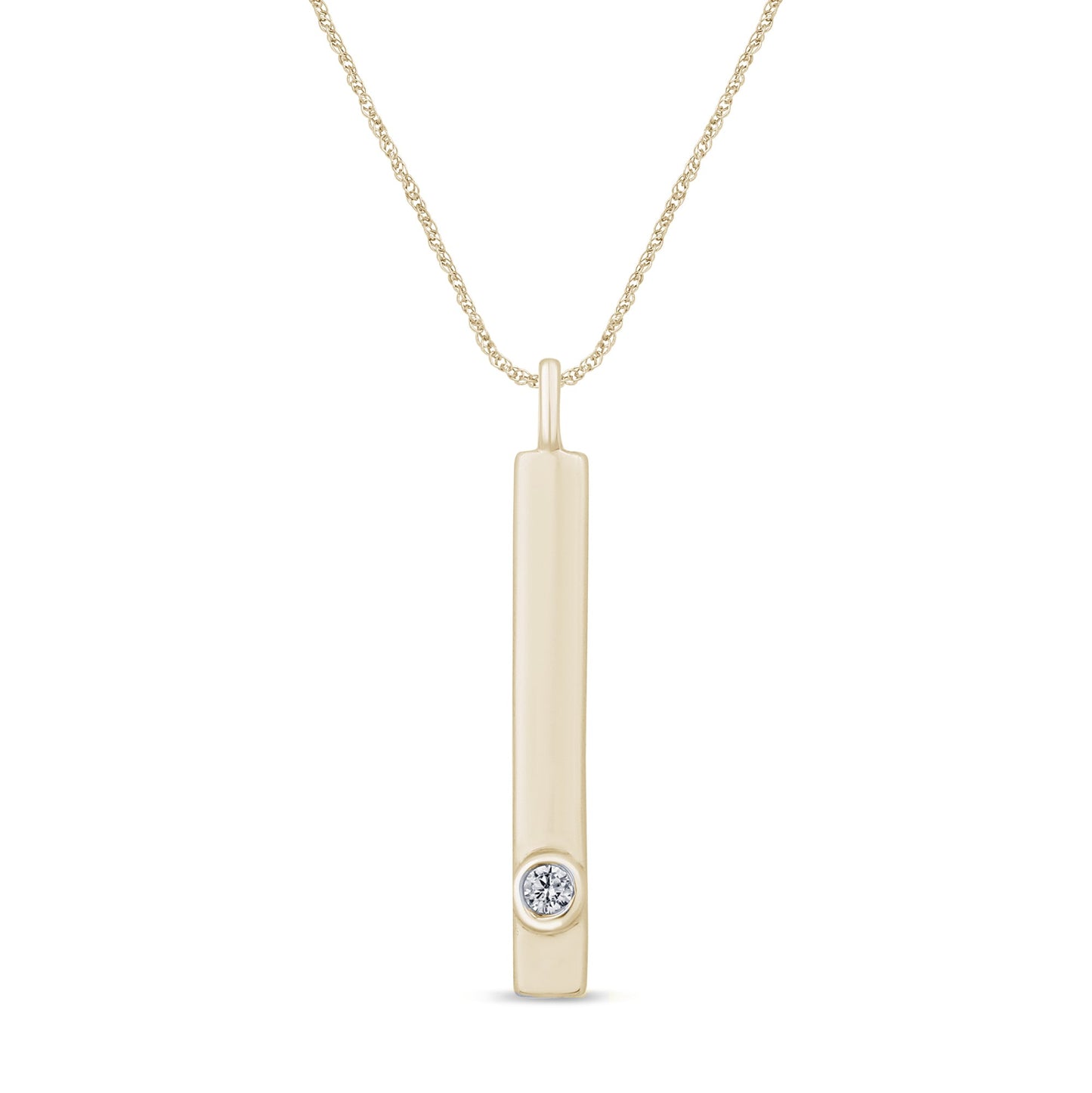 Muse Jewelry .02ct G SI 14K Yellow Gold Diamond Bar Pendant Necklace 18"