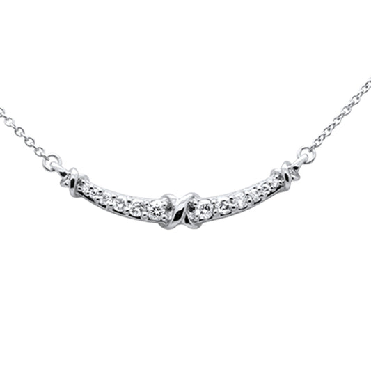 Muse Jewelry .19ct G SI 14K White Gold Curve Diamond Pendant Necklace 18"